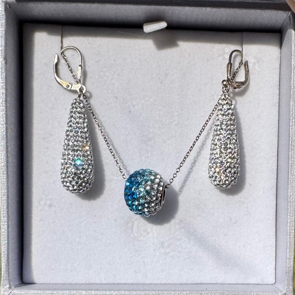 GJ Jewlers Jewelry - AHM 925 Sterling Silver & Crystal Necklace & Earrings Set GJ Jewelers NIB